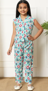 Sleeveless Multicolor Printed Coord Set